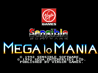 Mega-Lo-Mania title screen for Sega Mega Drive